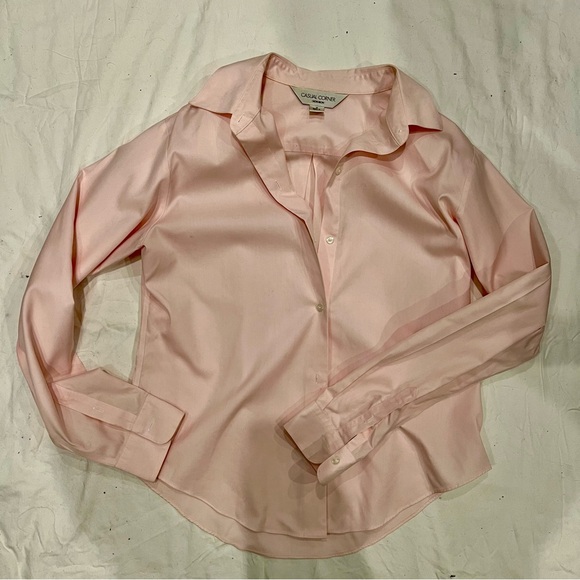 Casual Corner Classic Non-Iron Light Pink Button-Down Shirt. Size S - Picture 7 of 11